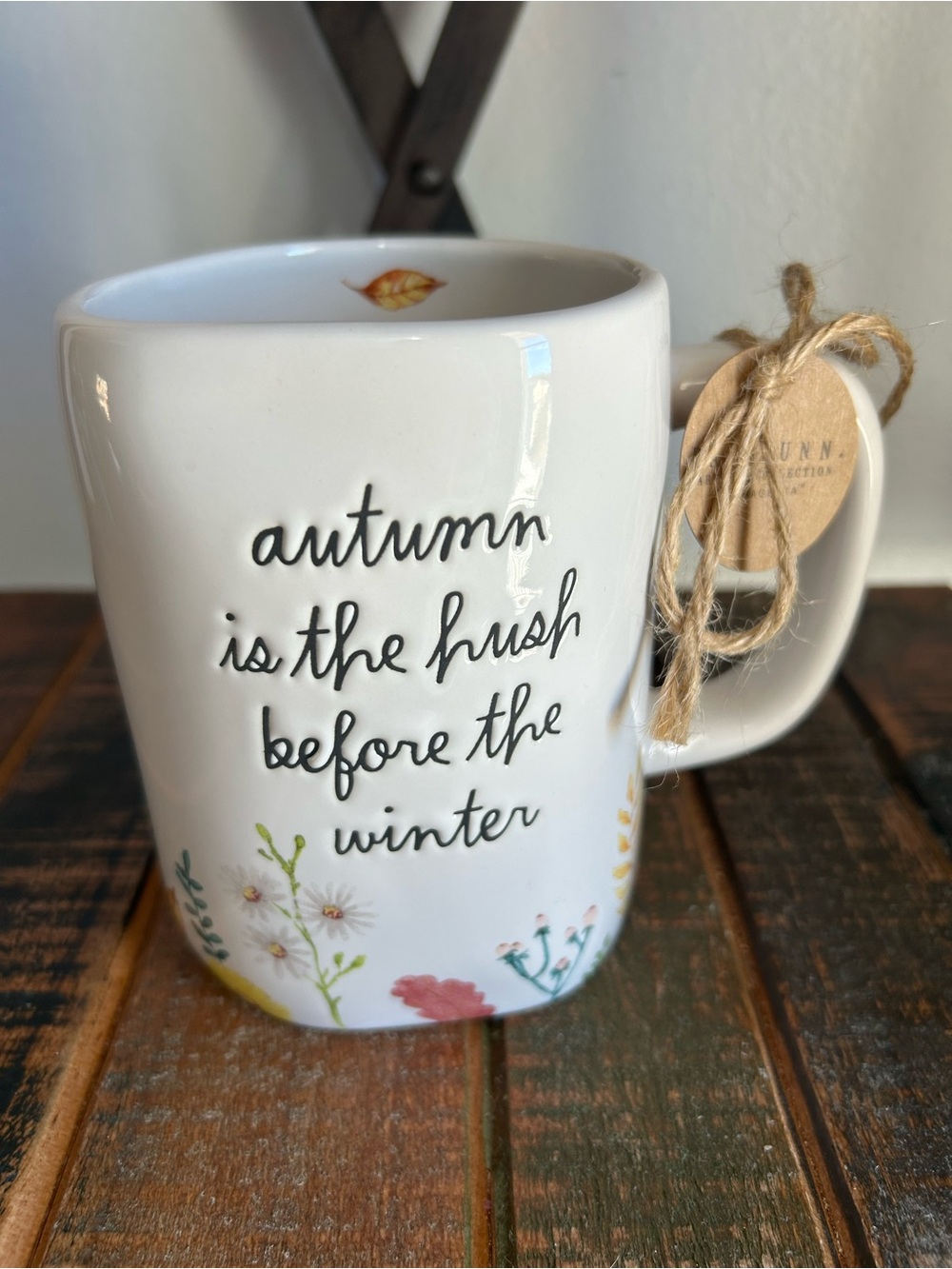 Rae Dunn Autumn Is The Hush Before The Winter Mug Floral And Leaves Fall New